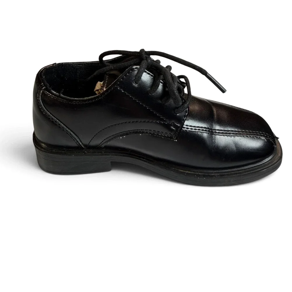 Deer Stags Gabe Boys Black Dress Shoes Lace Up Oxfords Size 11M Bicycle Toe